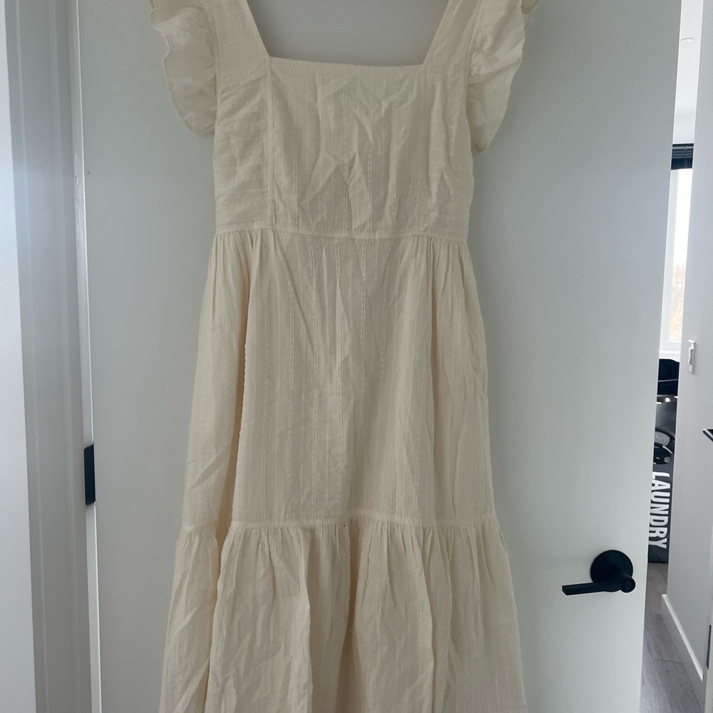 NEW Madewell Cream Ruffled Sleeve Dress ( Brand new, tags removed )
